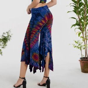 Kathmandu Funky Leg Colorful Tie-Dye Flared Pants Tie-Dye NEW NWT